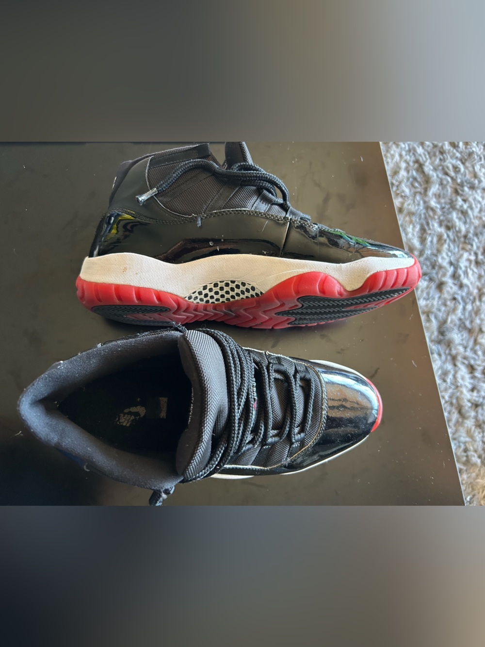 Air Jordan 11 “Bred” Men’s Black Patent and Red Retro Sneaker - Size 11.5